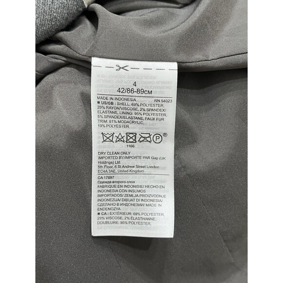 Banana Republic Gray Removable Faux Fur Collar Blazer Sz 4 Office Siren Mob Wife - Picture 15 of 15